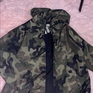 Army print windbreaker.